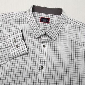 UNTUCKit Shirt Mens 3XL White Gray Plaid Seiler Wrinkle Free Button Front